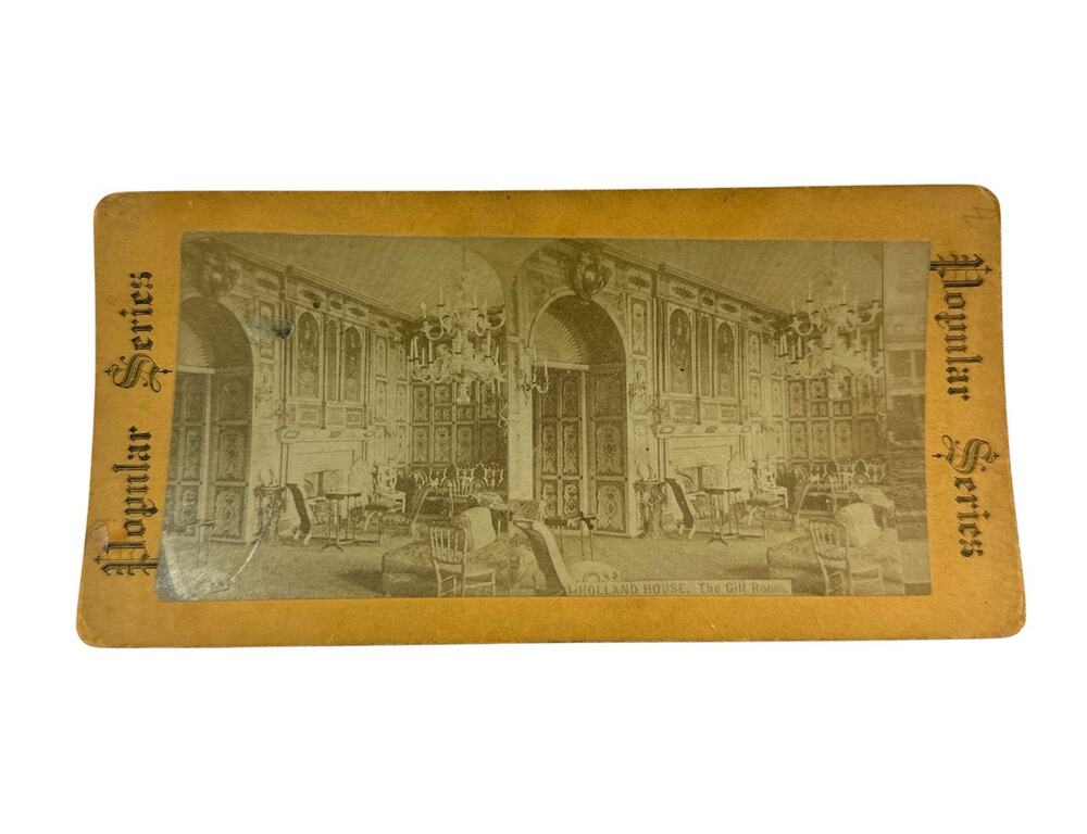Antique Stereoview Holland House Gilt Room London England Popular Series
